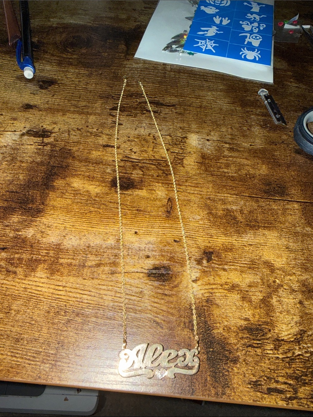 Custom Solid 14k 3D Gold Nameplate Necklace with Heart Diamond - Alex